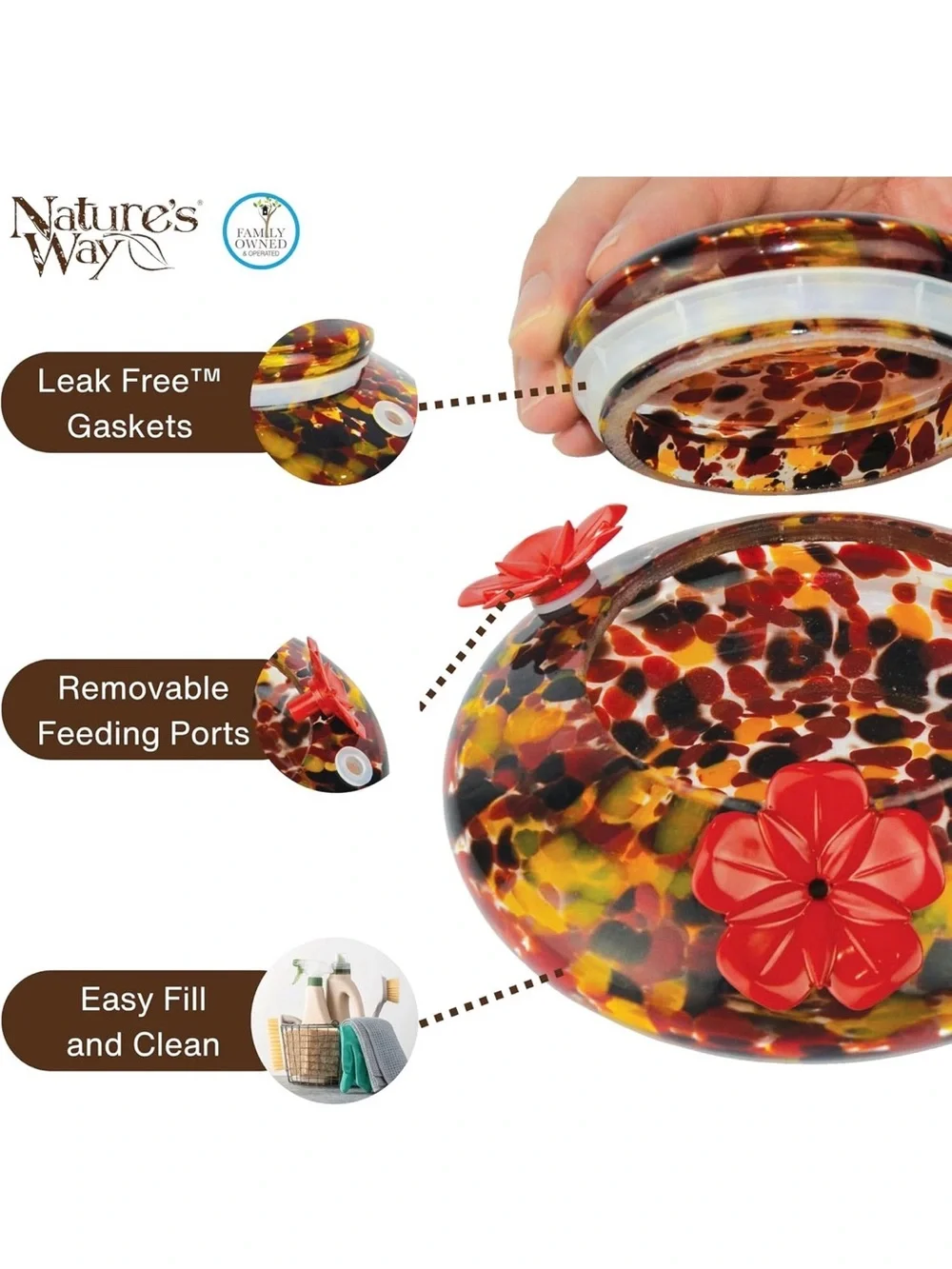 Glass Hummingbird Feeder in Multicolor - Brand: